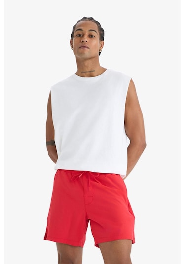 Defacto Defactofit Sporcu Baskılı Esnek Dokulu Kısa Boy Deniz Şortu B5952ax25hsrd286 Kırmızı