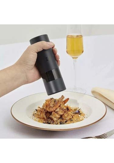 Jms Siyah Xiaomi Huohou Otomatik Elektrikli Biber Tuz Öğütücü Led Işık 5 Modu Baharat Tahıl Porselen Taşlama Seramik Çapak Değirmeni