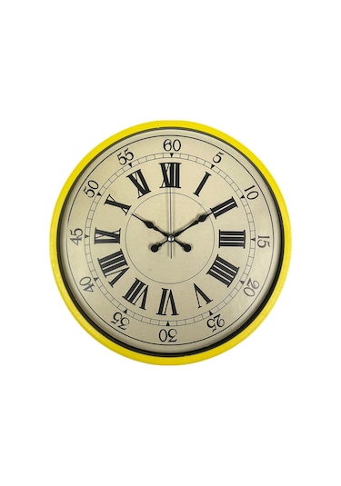 Zentime 36 Cm Sarı Dekoratif Duvar Saati çok Renkli