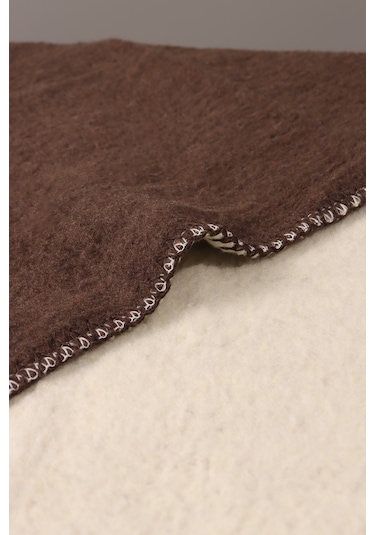 Yeşilhome Çift Kişilik Pamuk Battaniye, Çift Taraflı Battaniye Kahve-krem Kahverengi - Krem