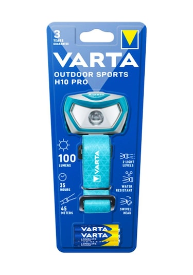Varta 16650 Outdoor Sports H10 Pro Kafa Feneri Beyaz - Mavi