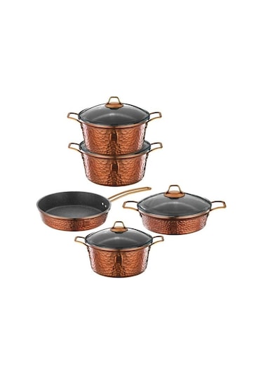 Brioni Copper 9 Parça Tencere Seti Bakır