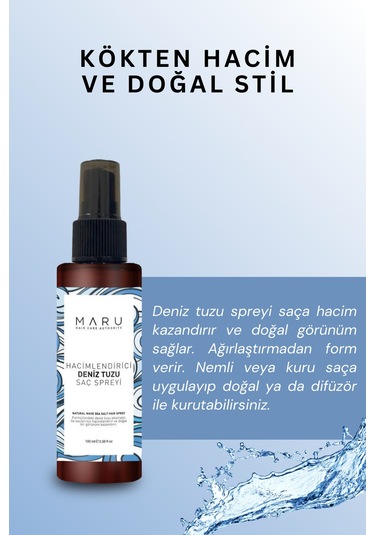 Maru Hacim Veren Deniz Tuzu Saç Saç Sprey 100 ML