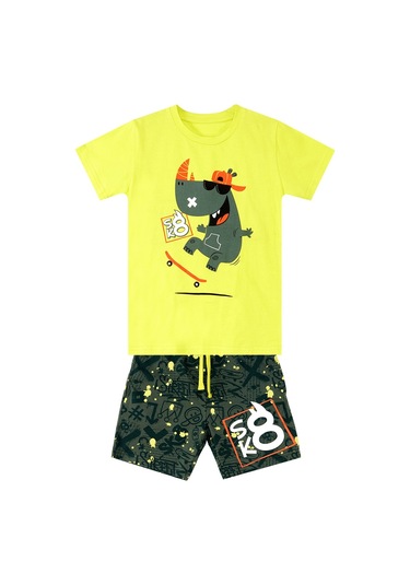 Denokids Kaykay Hipo Erkek Çocuk T-shirt Şort Takım Çok Renkli