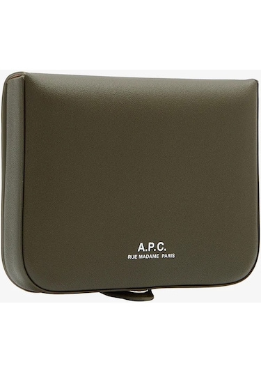 A.p.c Josh Unisex Lüks Bitkisel Deri Bozuk Para Kesesi Cüzdan Haki