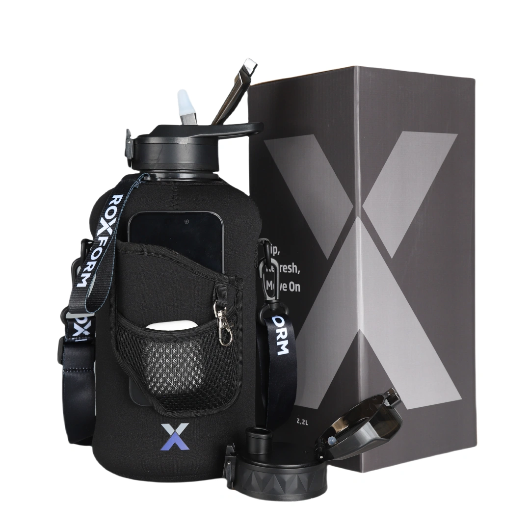 Roxform 2200 Ml Siyah Cep Kılıfı Premium Suluk Matara Bpa & Bps İçermez, Kılıflı Ve Sızdırmaz Siyah, Siyah Cep Kılıf