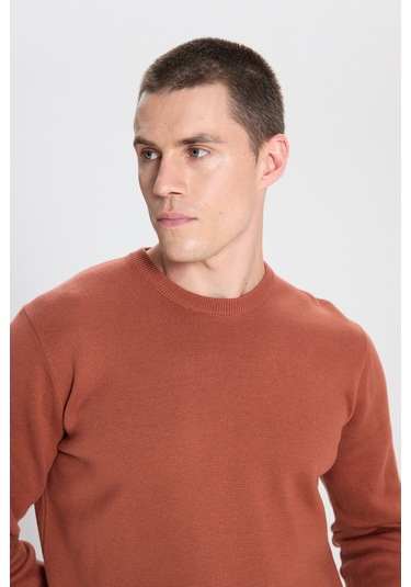 Regular Fit Normal Kesim Kahverengi Triko Kazak W242724220 Kahverengi