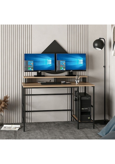 Minarmobilya Minar Greta Çalışma Masası Modül2 - Dore/Siyah Ceviz