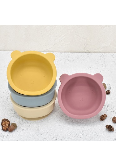 Qingmipy Bebekler İçin Pratik Silikon Yapışkan Tabak Ve Kaşık Seti - Taşınabilir Çocuk Yemek Kabı Çok Renk Seçeneği
