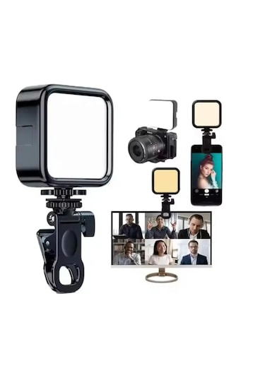 Taşınabilir Kısılabilir Yüksek Parlaklık Dolgu Işığı Işık Paneli Kıskaçlı Telefon Ve Notebook Tutucu Siyah