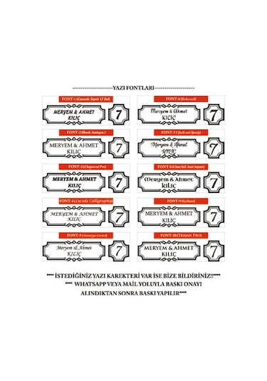 Metal Kapı İsimliği Ve No Oval