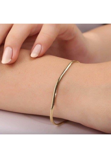 Sefa Gold SFBL06 14 Ayar Altın İtalyan Balık Sırtı Bileklik Sarı Altın