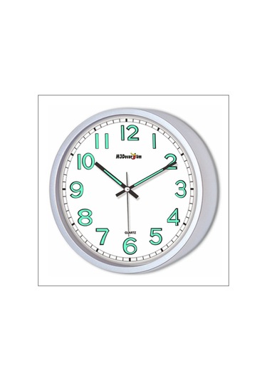 Fosforlu Mat Metalik Dekorasyona Uyumlu 22 Cm Duvar Saati Ahşap