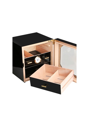 Falconetti Çekmeceli 3 Katlı Siyah Sedir Humidor Puro Kutusu Rb80