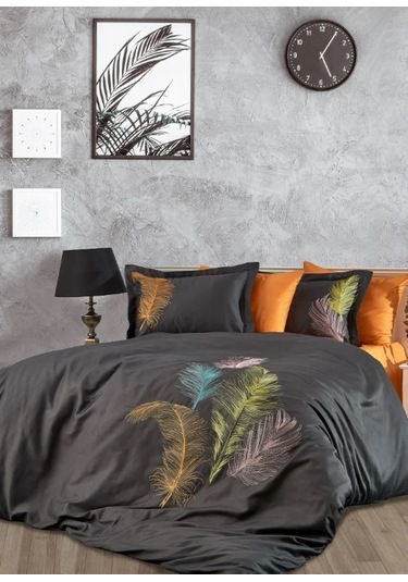 Dantela İznakışlı Pamuksaten Çiftkişilik Nev. Tkm.-antrasit Oranj Antrasit