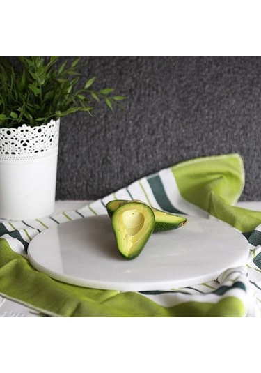 Akayev Mermer 30 Cm Beyaz Yuvarlak Sunum Tabağı Beyaz