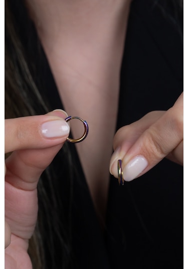 Ince Halka Unisex Erkek Çelik Küpe Çifti Yeni Model 5 Renk Mse5 Sarı