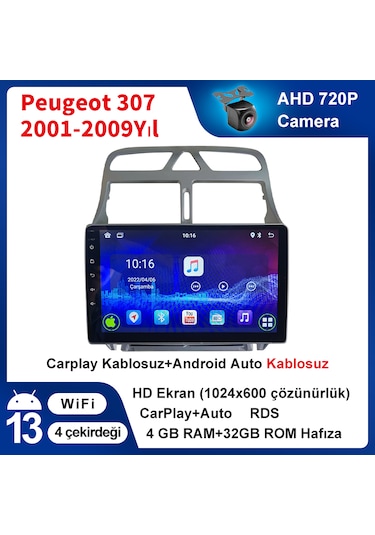Peugeot 307 2001-2009yıl Android 4gb Ram 32gb Rom Carplay Multime
