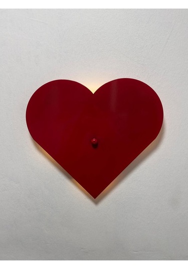 Büyük Led Pilli Kalp Aplik Metal İç Mekan Duvar Aydınlatmaları, Hediyelik Ürünler Kalpli Işık Kırmızı
