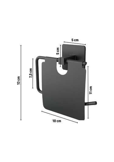 Zmc Bilişim Kendiliğinden Yapışkanlı Siyah Paslanmaz Metal Kapaklı Tuvalet Kağıtlığı Aparatı Çok Renkli