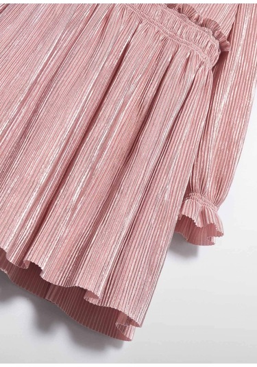 Mayoral Abel&lula Kız Çocuk Uzun Kol Pileli Şık Elbise Pembe