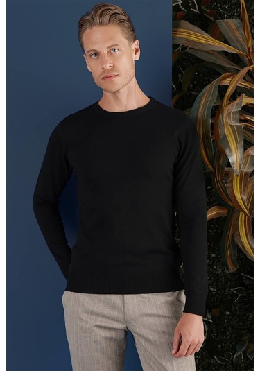 Tr 858 Slim Fit Siyah Klasik Triko Siyah