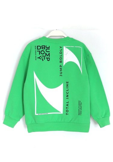 Ön Ve Arkası Baskılı Fırçalı Kumaş Uzun Kollu Erkek Çocuk Eşof...