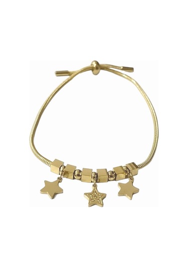 Kadın Çelik Yıldız Sallantılı Altın Renk Bileklik Çelik