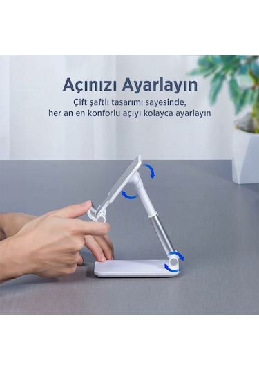 Juo Katlanabilir Masaüstü Telefon Standı Beyaz