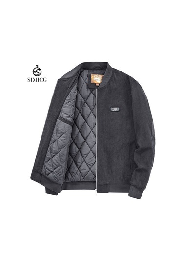 Erkek Kalınlaştırılmış Pamuk Dolgulu Ceket, Sonbahar Ve Kış Stili, Düz Renk, Rahat Ve Sıcak Erkek Pamuk Dolgulu Ceket Gri