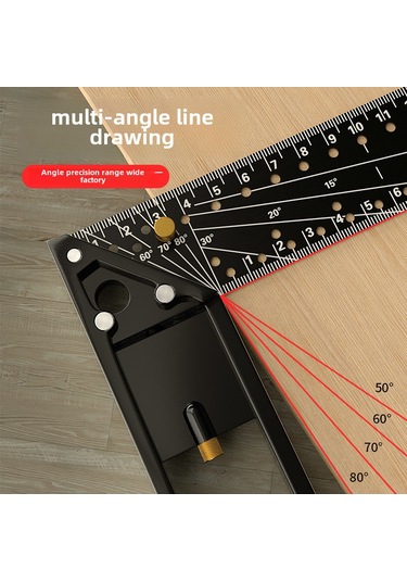 Kangvka Endüstriyel Dereceli Ahşap İşçiliği Açı Cetveli - 90 Ve 45 Hassas Ölçüm, Çizim Delikleri İle Çok Fonksiyonlu 40cm