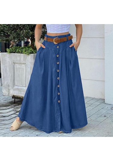 Zanzea Kadın Yaz Rahat Düz Renk Şalvar Uzun Etekler Kraliyet Mavisi