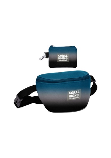 Coral High Erkek Çocuk Nefti Gri Desenli Bel Çantası Ve Bozuk Para Cüzdanı Set Çok Renkli