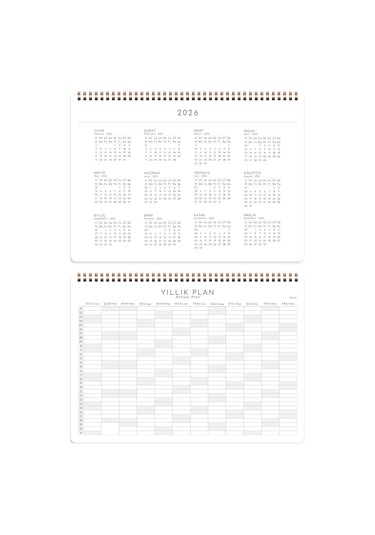 2026 Haftalık Spiralli Masaüstü Planlayıcı 24x34 Cm - Desk Planner Siyah Siyah