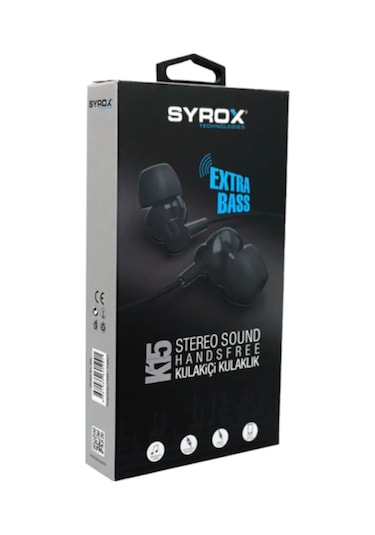 Syrox K15 Extra Bass Mikrofonlu Kulak İçi Kulaklık