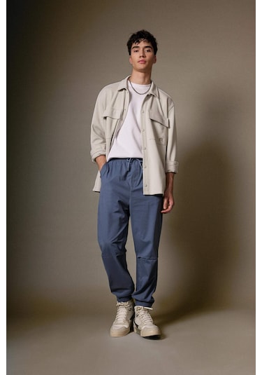 DeFacto Jogger Gabardin Pantolon Regular Beli Bağcıklı Cepli Lastikli Paça B7493AX24SPIN260