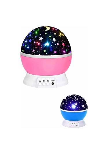 Renkli Yıldızlı Gökyüzü Projeksiyon Gece Lambası Pilli Ve Usb Kablolu Çok Renkli