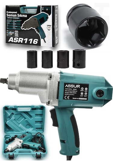 Assur ASR116 Elektrikli 900W 300NM Somun Sıkma Sökme Mavi
