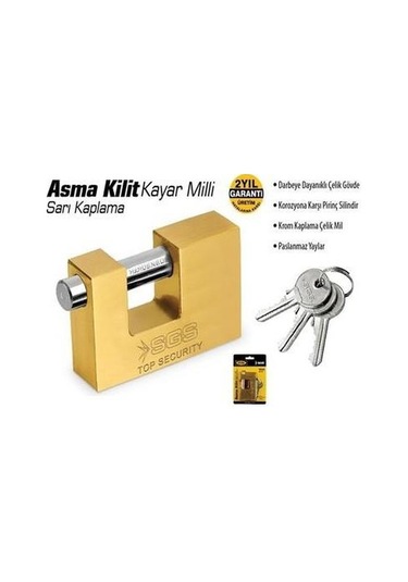 Sgs Sarı Kaplama Kayar Milli Asma Kilit 70mm Sgs1360 1 Adet