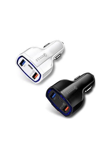 Hombey Siyah Araba Şarj Cihazı, 2 Usb Type-c Portlu, Hızlı Şarj Desteği, Çok Katmanlı Koruma, Abs Malzeme