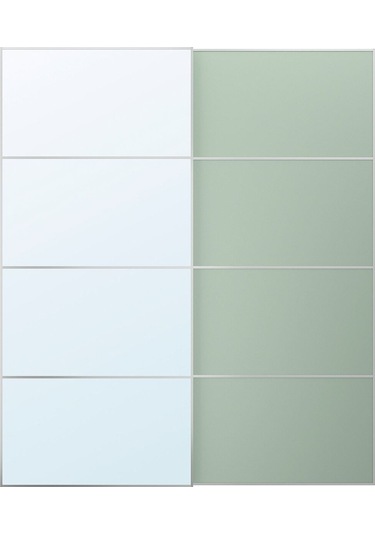 Sürgü Kapak, Açık Yeşil-aynalı Cam, 200x236 Cm Açık Ceviz