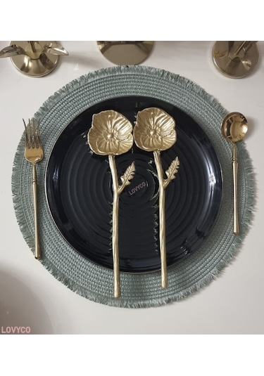 Çiçek şeklinde metal salata servis kaşıkları