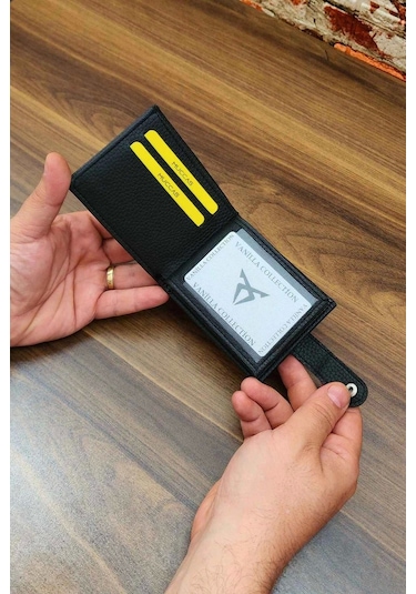 Erkek Cüzdan Çıtçıtlı Kapak 10 Kart Cepli Modern Tasarım Siyah Renk Siyah