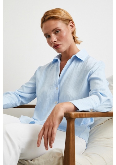 Paralel Çizgili Gömlek Mavi Mavi