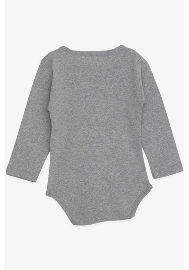 Breeze Erkek Bebek Çıtçıtlı Zıbın Body Eğlenceli Köpekcik Baskılı 9 Ay-3 Yaş, Koyu Gri Melanj