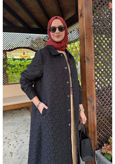 Rabia Şamlı Kapitone Kap Siyah Çok Renkli