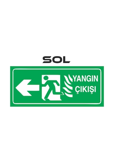 Yangın Çıkışı 2 Adet Uyarı Levhası Sol Yön