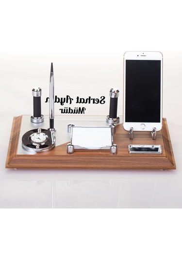 Pisa Masif Kaplama Ahşap Masaüstü İsimlik Ofis Masa İsimliği Seti