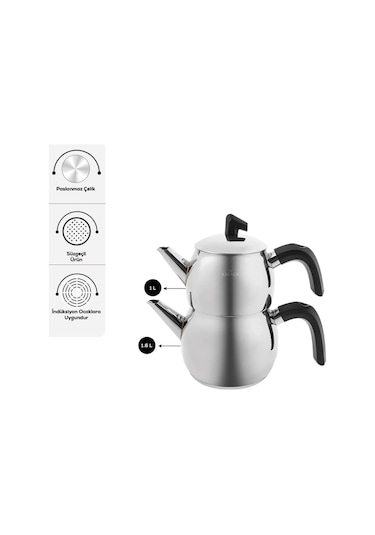 Karaca  Belinay İndüksiyon Tabanlı Midi Siyah Çaydanlık Takımı