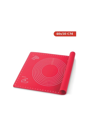 Silicolife Hamur Matı 40x50cm Flosoft 3'lü Kazıyıcı Kesici Un Şeker Eleği, 3 Lü Kek Pasta Set Çok Renkli